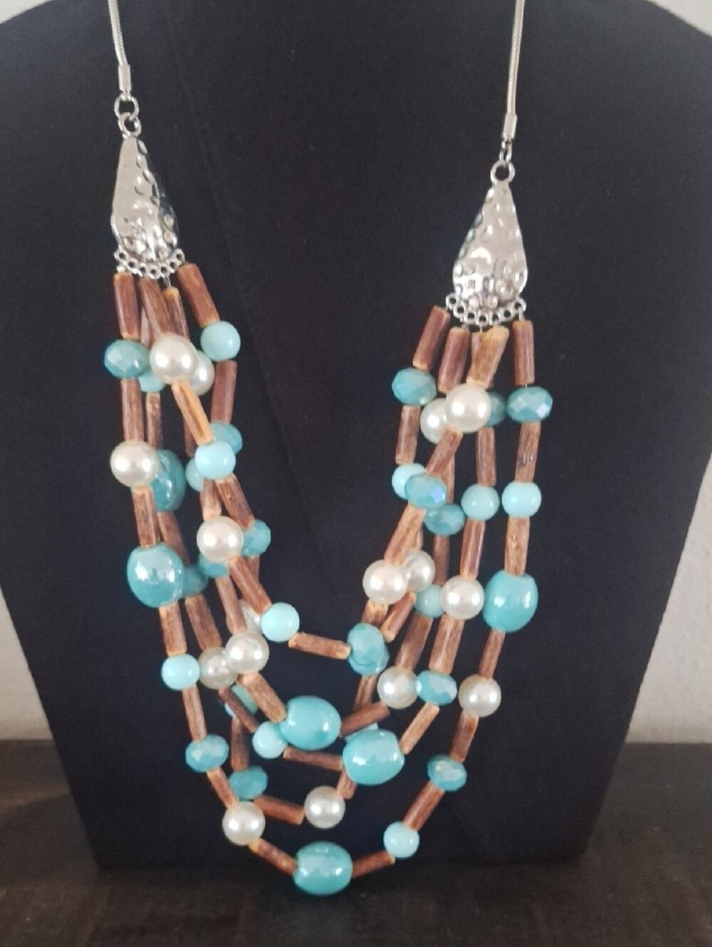 multi-strand bohemian statement necklace made of layered strands By JULEO - Picture 2 of 6